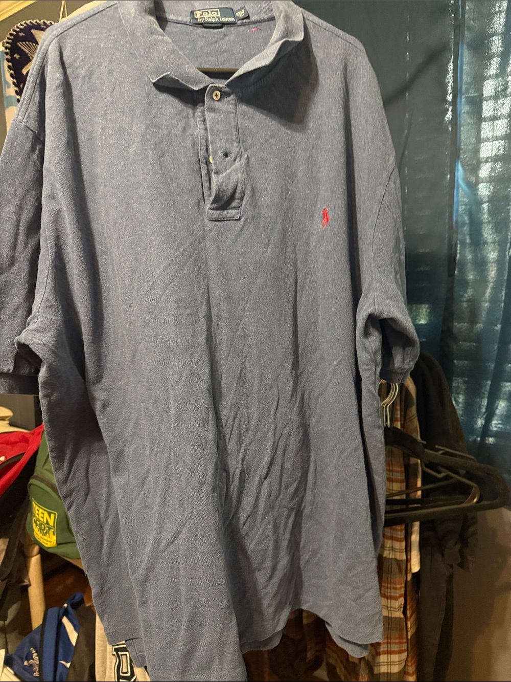 Polo by Ralph Lauren Heathered Blue Short-Sleeve Polo with Red Logo